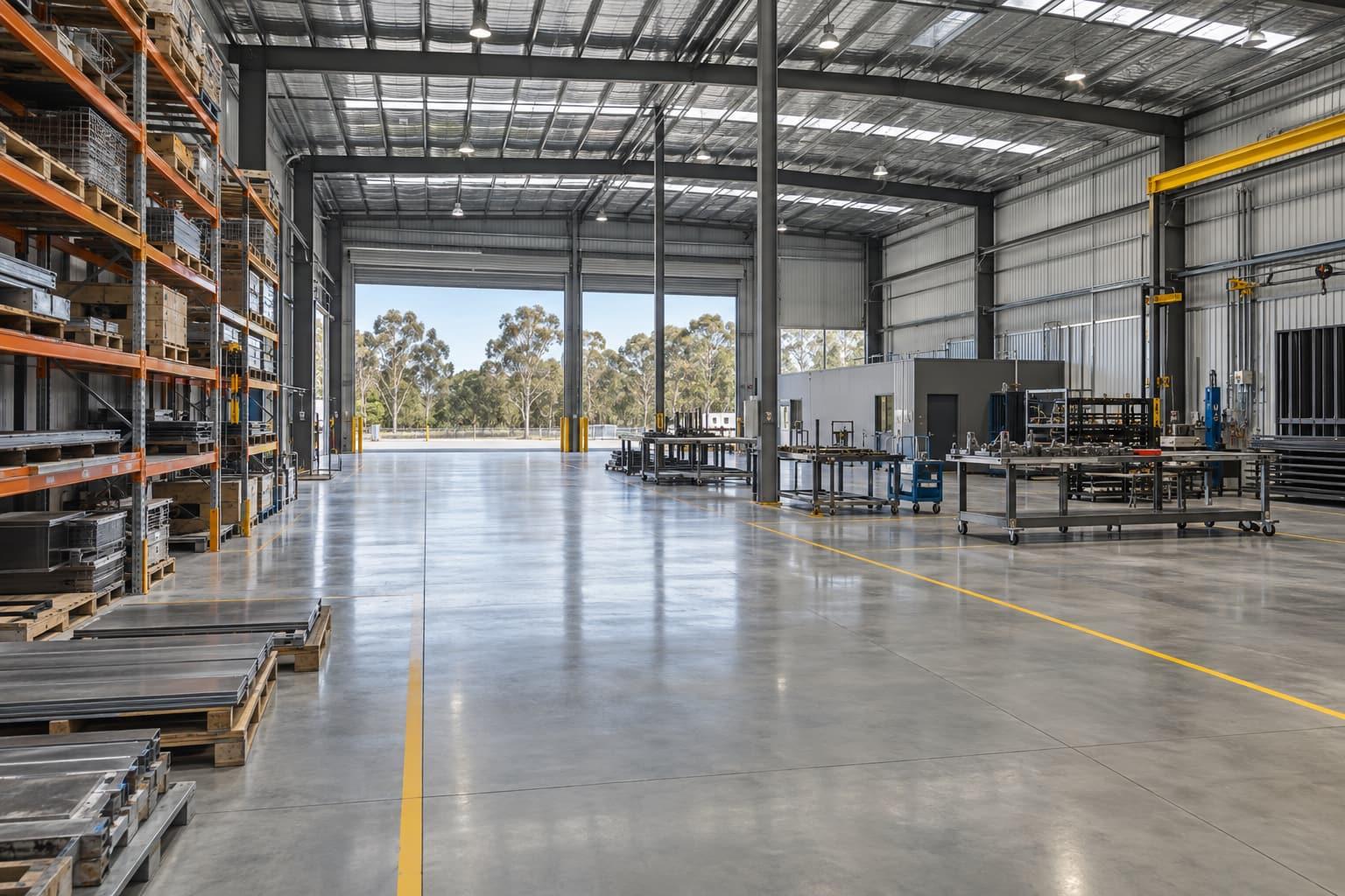 Concept visualisation of a light manufacturing facility interior