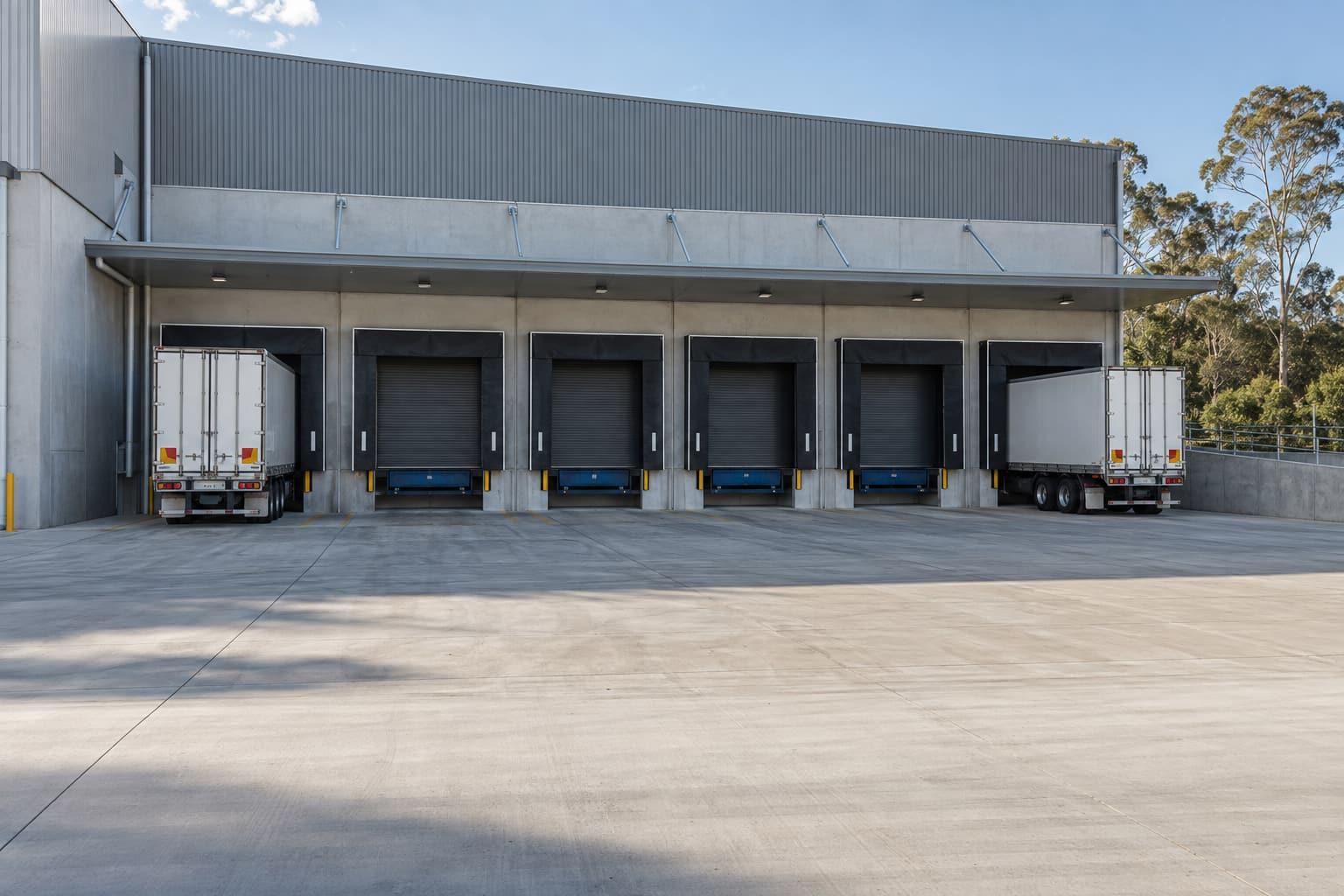 Concept visualisation of a distribution centre with loading docks